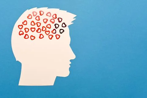 The shape of the head. The concept of a man thinking about love. empty space Stock Photos