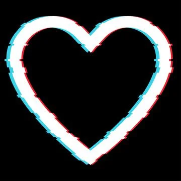 Shape of heart in glitch effect , vector icon . Heart on black background in  Illustrazione stock