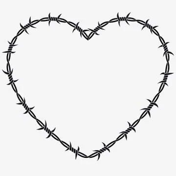 Shape of Heart. Vector Silhouette of Barbed Wire Stock Illustration