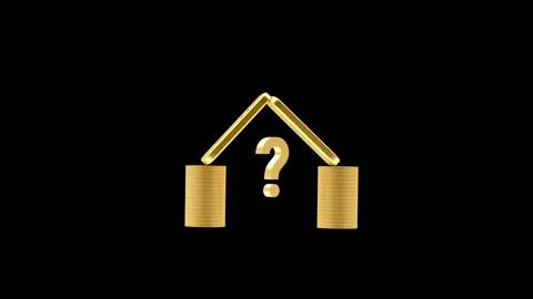 Shape of a house with a question mark and a dollar coin Stock Footage 334075278