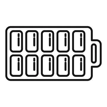 Shape ice cube tray icon outline . Water container Stock-Illustration