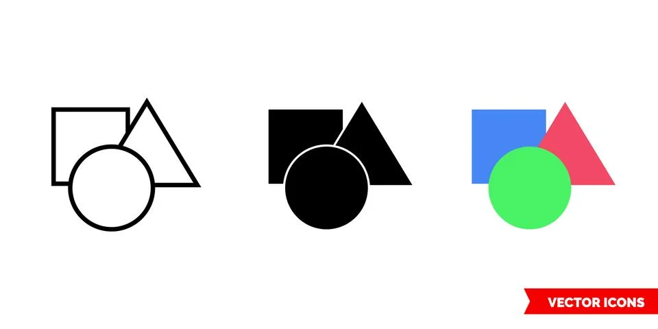 Shape icon of 3 types color, black and white, outline. Isolated vector sign s Stock Illustration