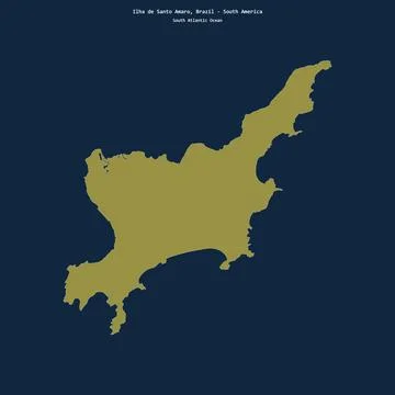 Shape of Ilha de Santo Amaro in the South Atlantic Ocean, belonging to Brazil Stock Illustration