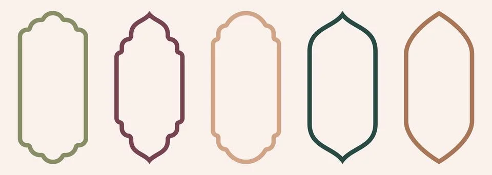 Shape Islamic door and window silhouette Arabic arch. Collection of patterns in Illustrazione stock