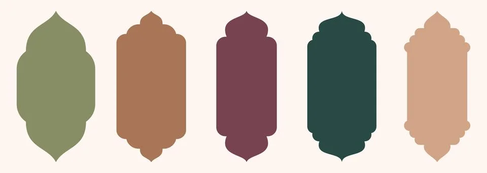 Shape Islamic door and window silhouette Arabic arch. Collection of patterns in Stock Illustration