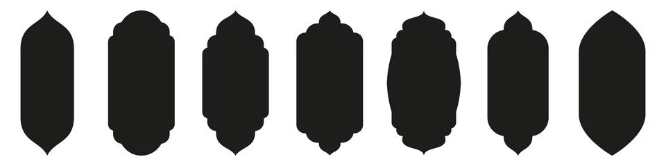 Shape Islamic door and window silhouette Arabic arch. Collection of patterns in 스톡 일러스트