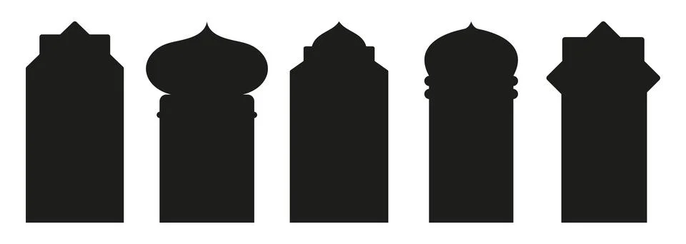 Shape Islamic door and window silhouette Arabic arch. Collection of patterns in Stock Illustration