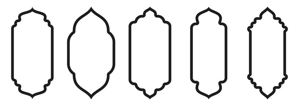 Shape Islamic door and window silhouette Arabic arch. Collection of patterns in Stock Illustration