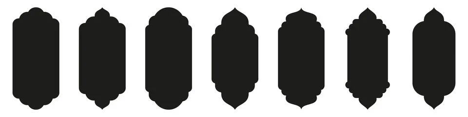 Shape Islamic door and window silhouette Arabic arch. Collection of patterns in Stock Illustration