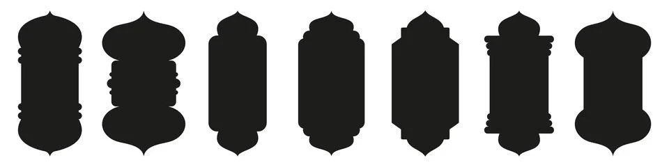 Shape Islamic door and window silhouette Arabic arch. Collection of patterns in Illustrazione stock