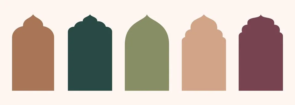 Shape Islamic door and window silhouette Arabic arch. Collection of patterns in 스톡 일러스트