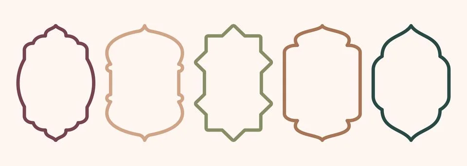 Shape Islamic door and window silhouette Arabic arch. Collection of patterns in Illustrazione stock