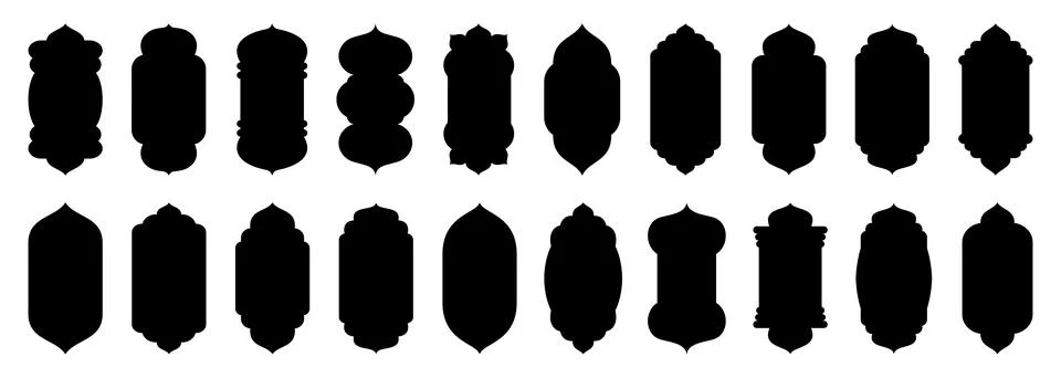Shape Islamic door and window silhouette Arabic arch. Collection of patterns in Stock Illustration