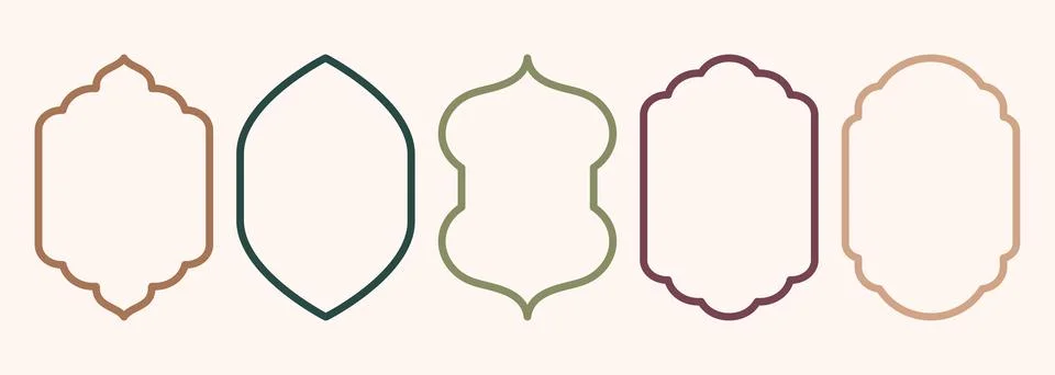 Shape Islamic door and window silhouette Arabic arch. Collection of patterns in Illustrazione stock