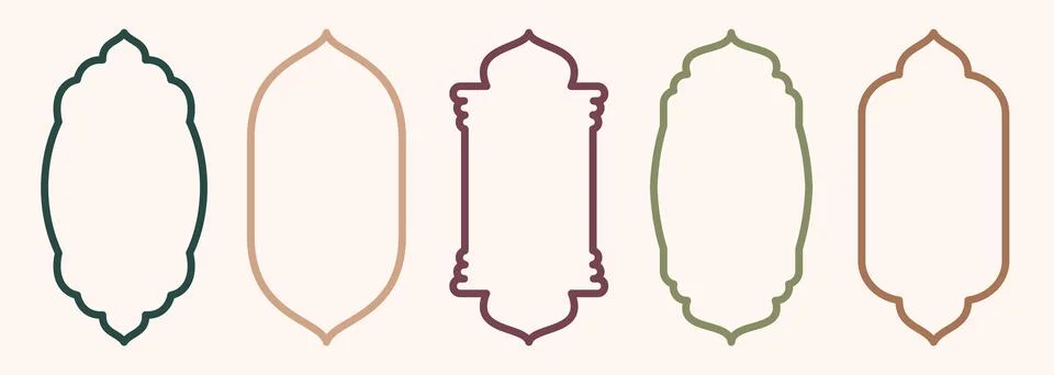 Shape Islamic door and window silhouette Arabic arch. Collection of patterns in Illustrazione stock