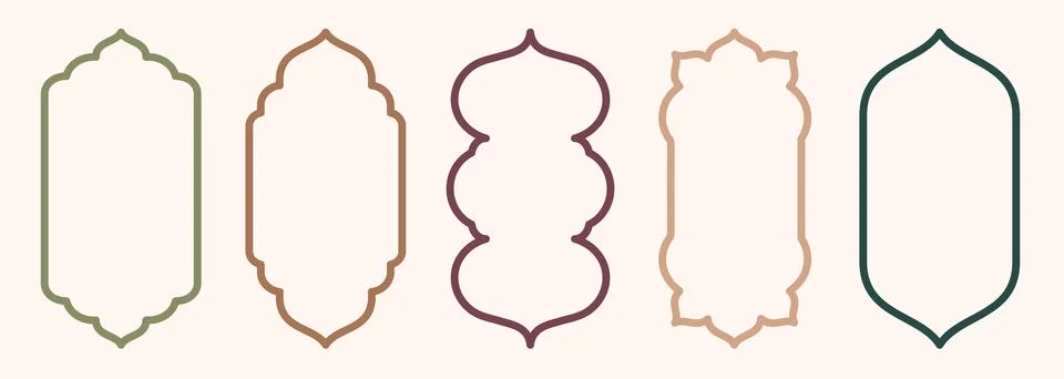 Shape Islamic door and window silhouette Arabic arch. Collection of patterns in Illustrazione stock