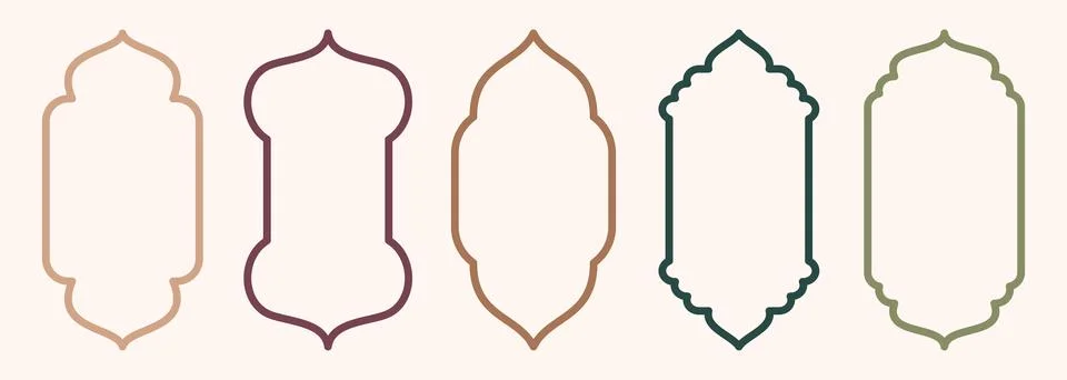 Shape Islamic door and window silhouette Arabic arch. Collection of patterns in Illustrazione stock