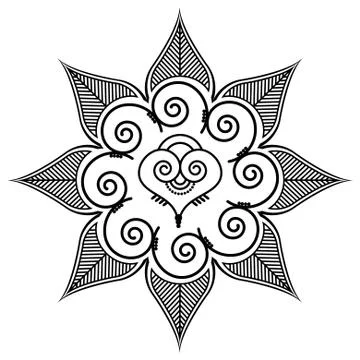 Shape with leaves and heart shape in the middle Stock Illustration