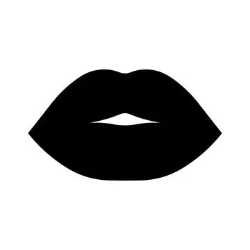 The shape of the lips. Black silhouette of plump, sensual female lips. Stock Illustration