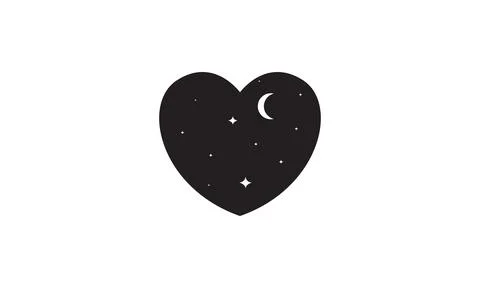 Shape love dark night with moon logo vector icon illustration design Illustration