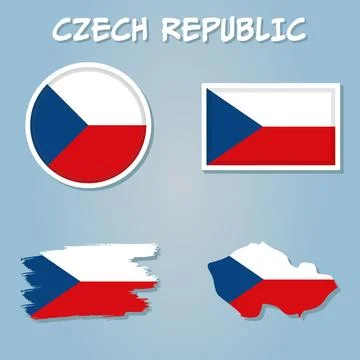 Shape map and flag of Czech Republic country. Stock Illustration