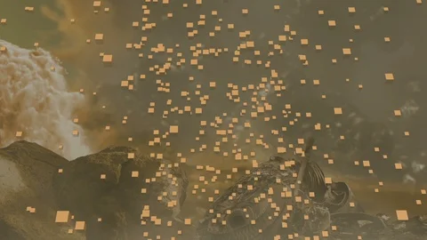 Shape morphing - dynamic voxels 3D visualization of word New Year 2019. Stock Footage 92998861