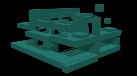 Shape morphing - dynamic voxels 3D illustration イラスト素材