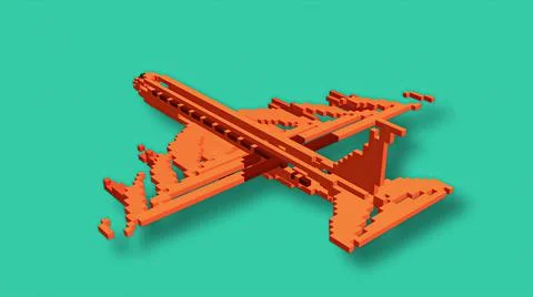 Shape morphing - dynamic voxels 3D illustration イラスト素材