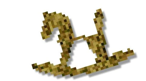 Shape morphing - dynamic voxels 3D illustration of child toy wooden horse Stock Illustration