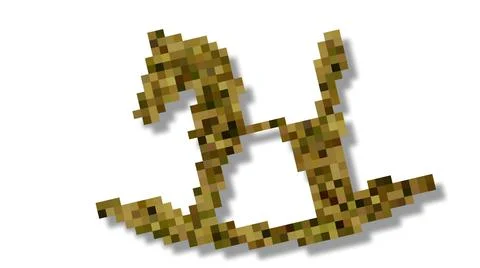 Shape morphing - dynamic voxels 3D illustration of child toy wooden horse Stock Illustration