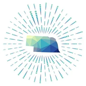 Shape of Nebraska, polygonal sunburst. Map of the us state with colorful st.. イラスト素材