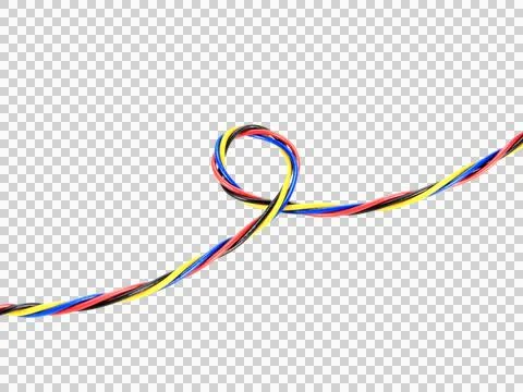 Shape or force wire cable of usb and adapter into a curve or angle.isolated o Stock Photos