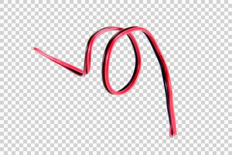 Shape or force wire cable of usb and adapter into a curve or angle isolated o Stock Photos