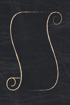 Shape Paper Scroll. Vertical Outline Banner with Space for Your Text on Chalk Stock Illustration