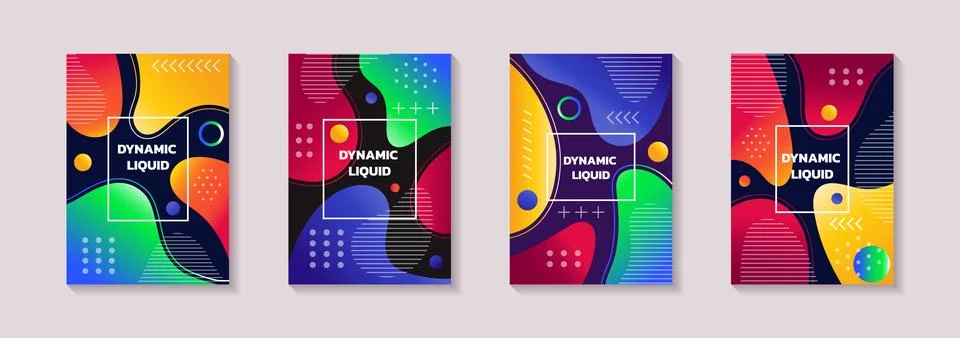 Shape patterns. Geometric color design. Liquid graphic gradient. Creative f.. Stock Illustration