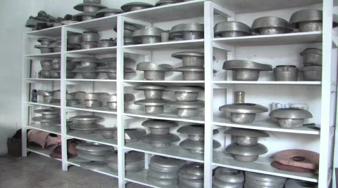 Shape presses in Panama hat factory, Cuenca, Ecuador Stock Footage 291865
