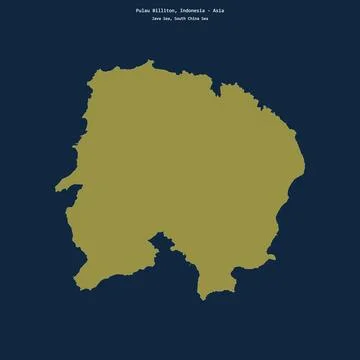 Shape of Pulau Billiton in the Java Sea, belonging to Indonesia Stock Illustration