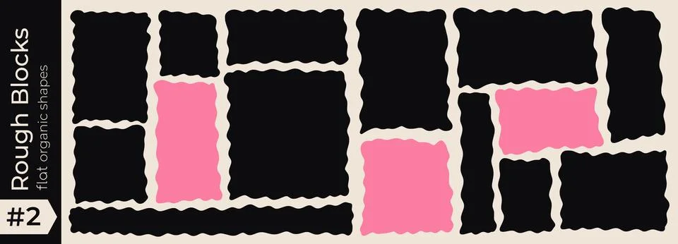 Shape rectangle doodle and frame square box with wavy curvy zigzag. Organic text Stock Illustration