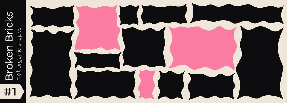 Shape rectangle doodle with frame square zigzag and organic text box. Wavy curvy Stock Illustration