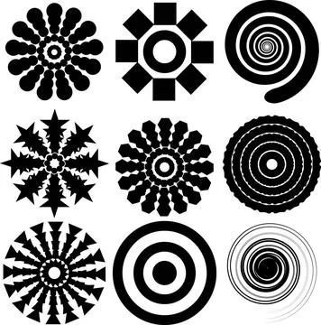Shape set abstract collection of nine shapes in a circular design Copyrigh... Stock Photos
