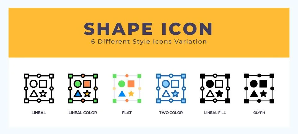 Shape set of icons. Vector illustration with different styles. Stock Illustration