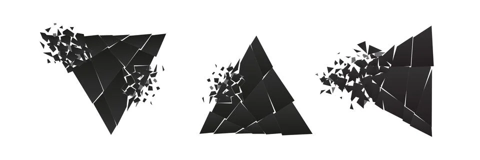 Shape shattered and explodes flat style design vector illustration set. Illustrazione stock