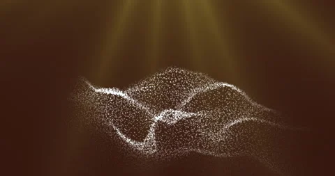 A shape-shifting surface of white dots on a yellow background in the rays of Stock Footage 219409014