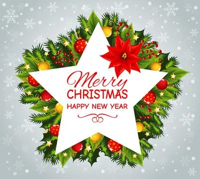 Shape of a star with Merry Christmas text. Stock Illustration