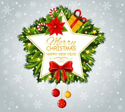 Shape of a star with Merry Christmas text. Stock Illustration