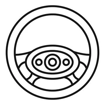 Shape steering wheel icon, outline style Illustration