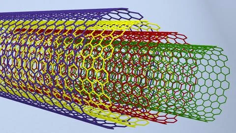 The shape structure of nanotechnology, muti walled carbon nanotube,3d renderi Stock Photos