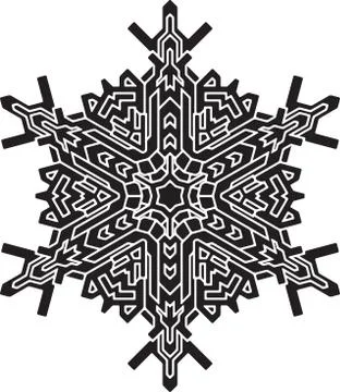 Shape of stylish black snowflake for your design. Vector geometric pattern. 스톡 일러스트