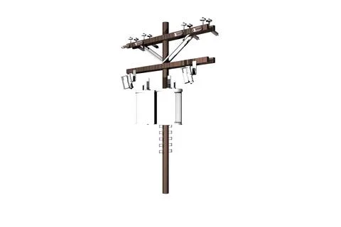 Shape telephone pole white background 3d rendering Stock Illustration