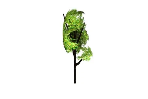 Shape tree abstract green leaf white background 3d rendering Illustrazione stock
